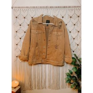 TAN DISTRESSED MENS DENIM JACKET!!🐪